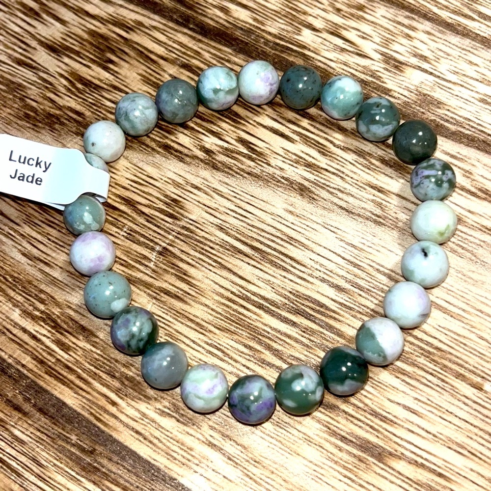 Lucky Jade Natural Healing Crystal Stretch Bracelets